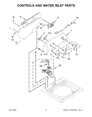 Controls and water inlet parts