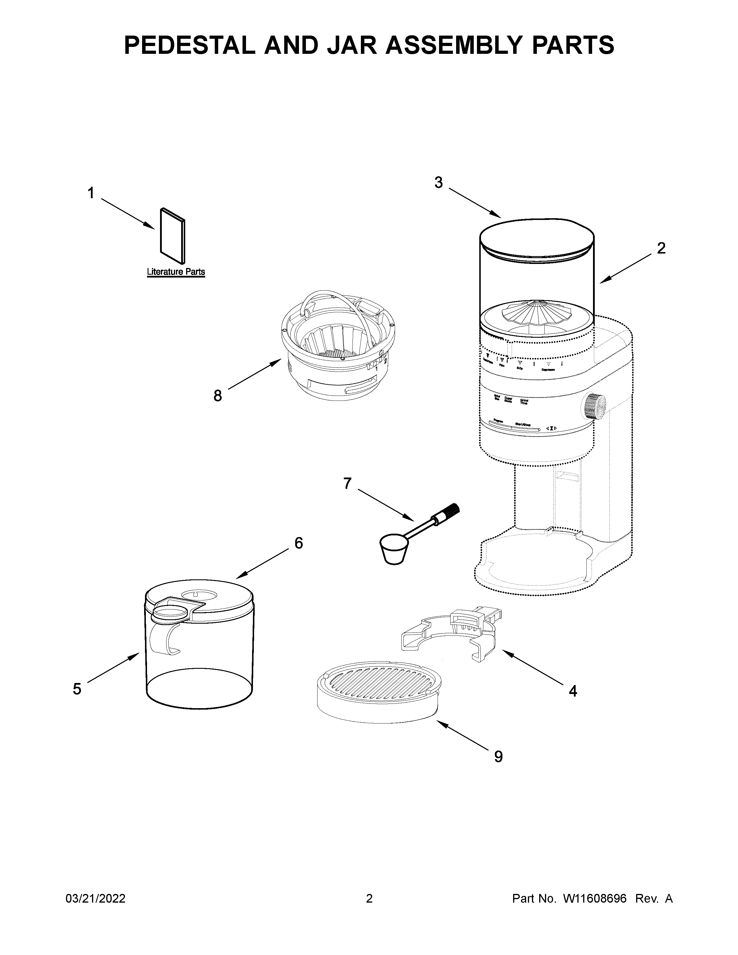 Pedestal and jar assembly parts