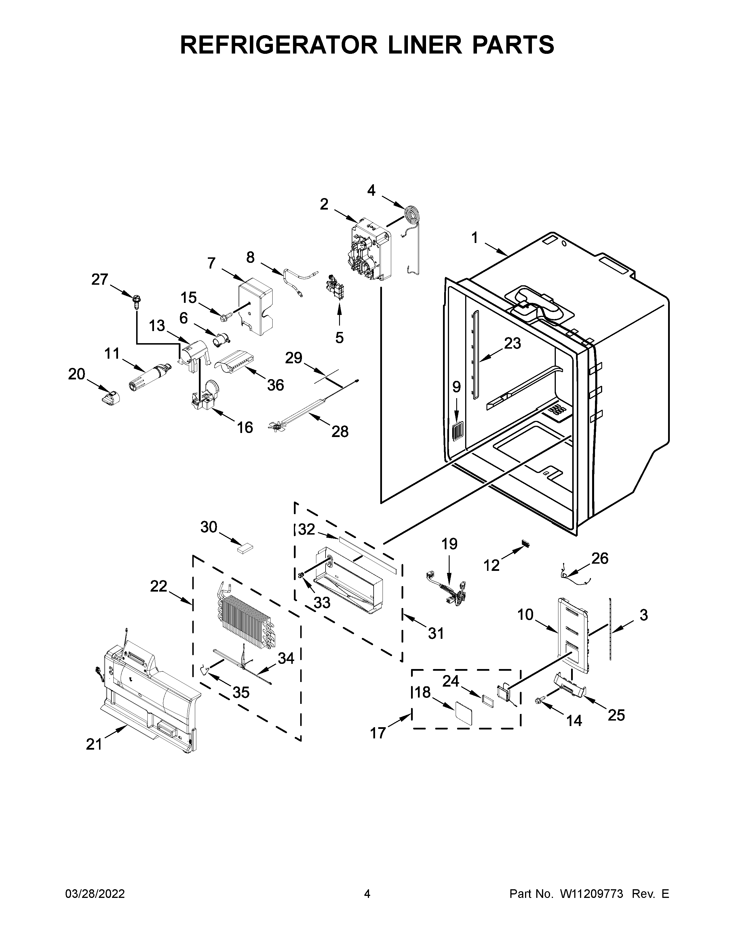 Refrigerator liner parts
