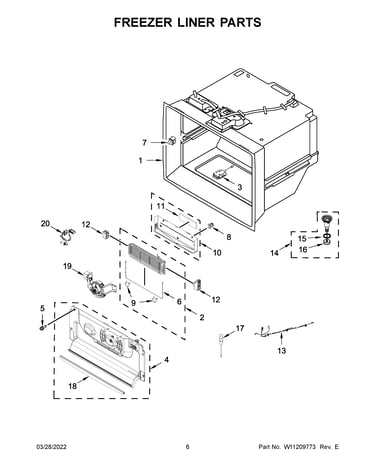 Freezer liner parts