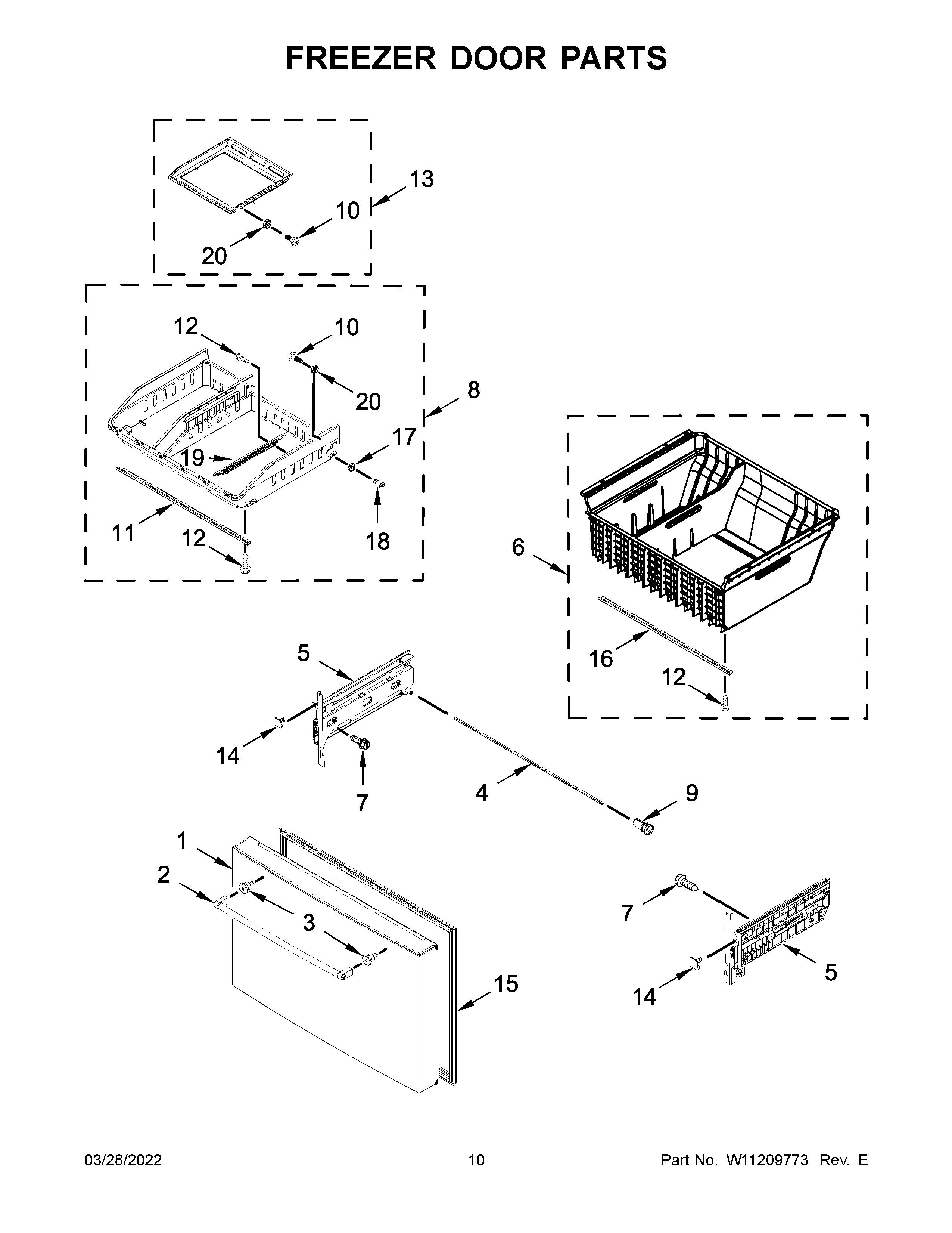 Freezer door parts