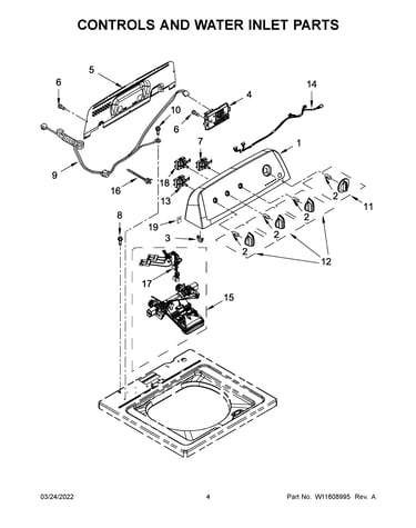 Controls and water inlet parts