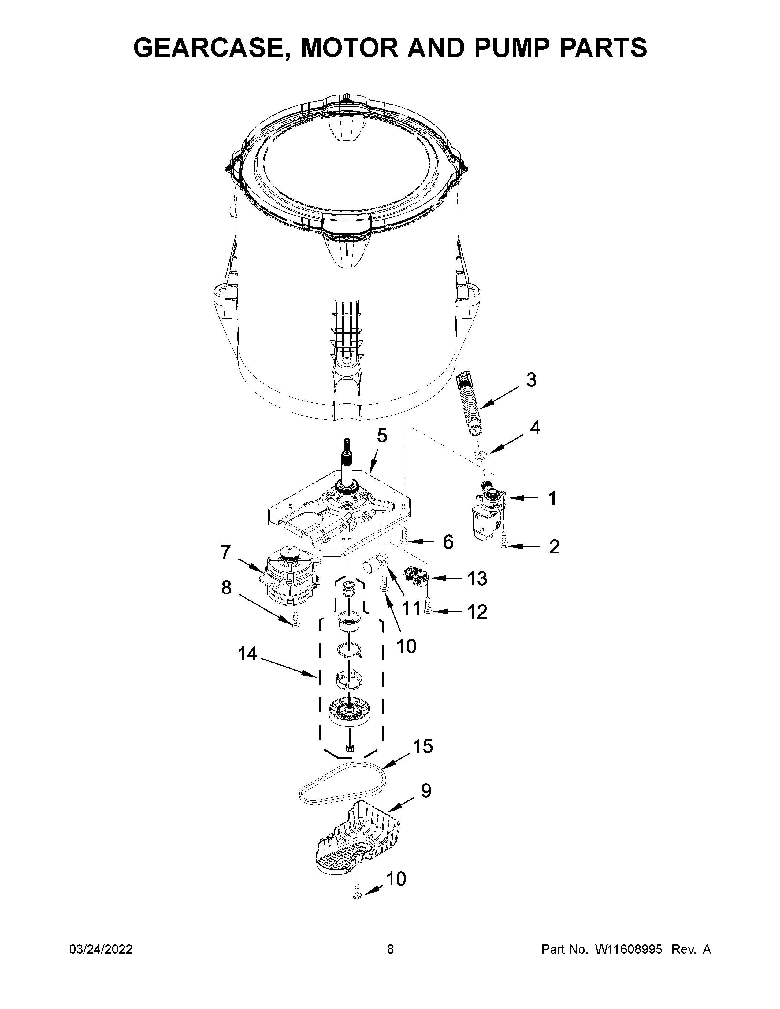 Gearcase, motor and pump parts