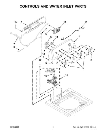 Controls and water inlet parts
