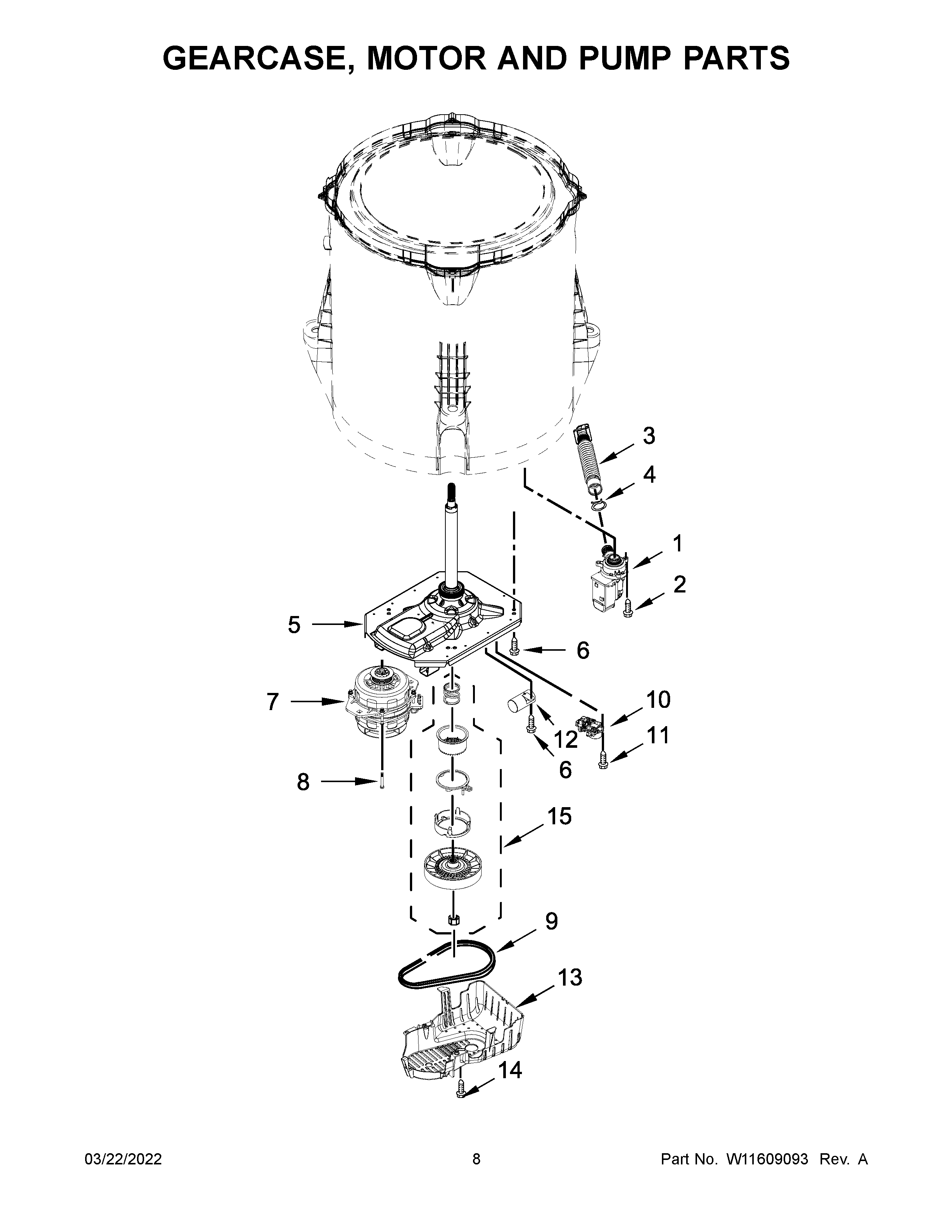 Gearcase, motor and pump parts