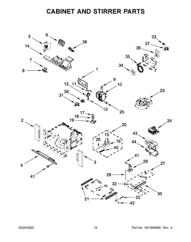 Cabinet and stirrer parts
