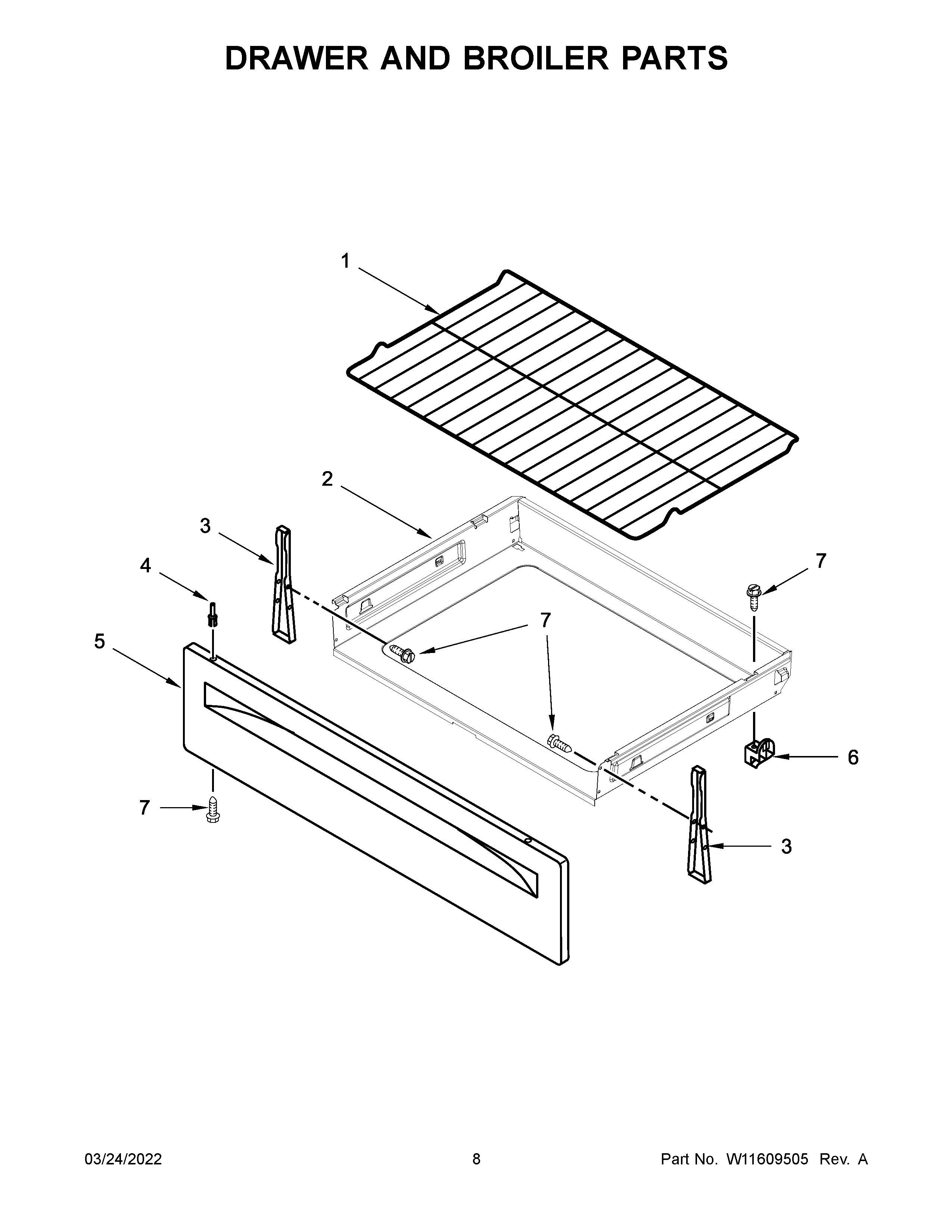 Drawer and broiler parts