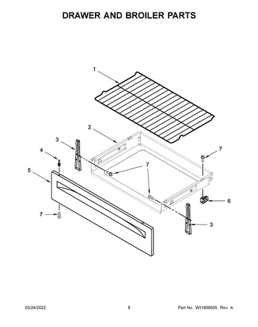 Drawer and broiler parts