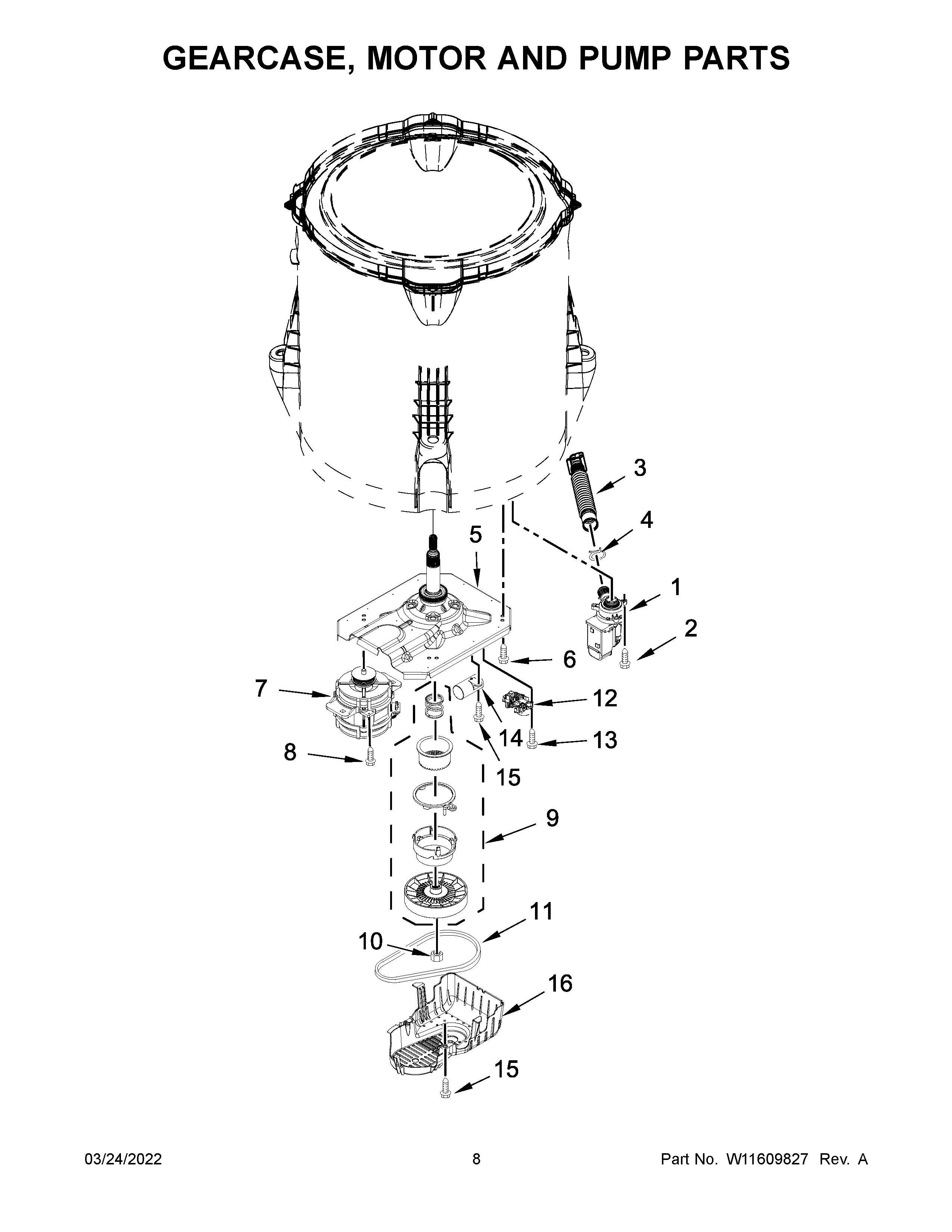 GEARCASE, MOTOR AND PUMP PARTS