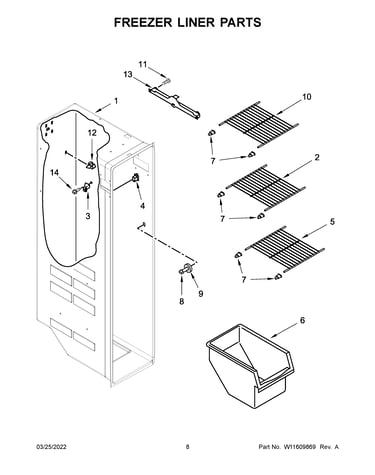 Freezer liner parts