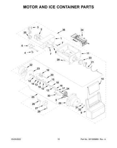 Motor and ice container parts