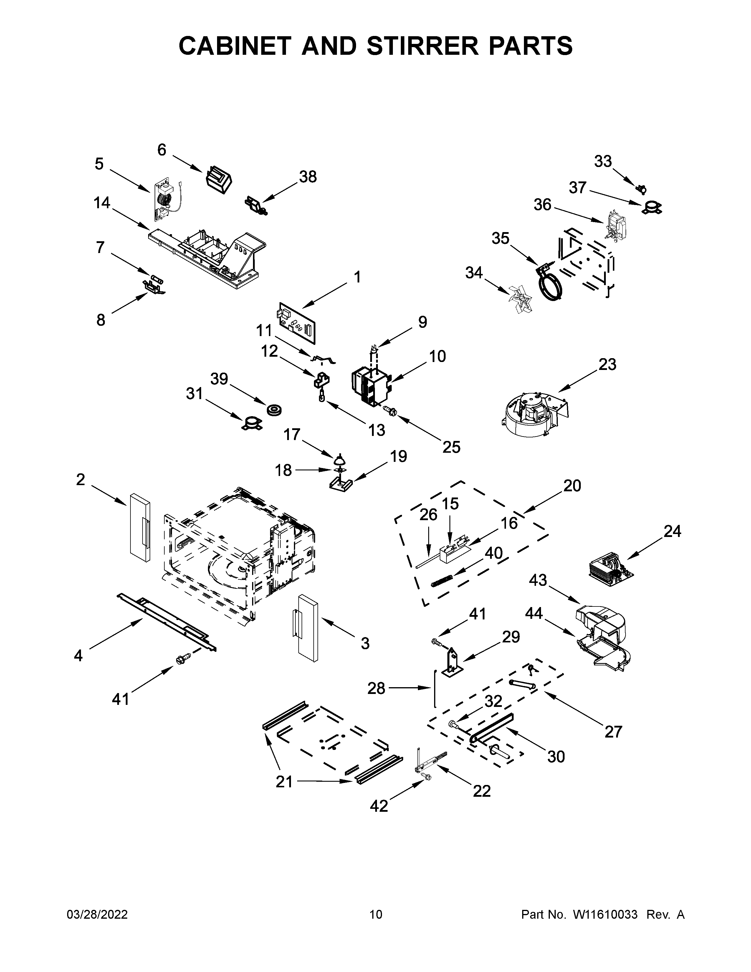 Cabinet and stirrer parts