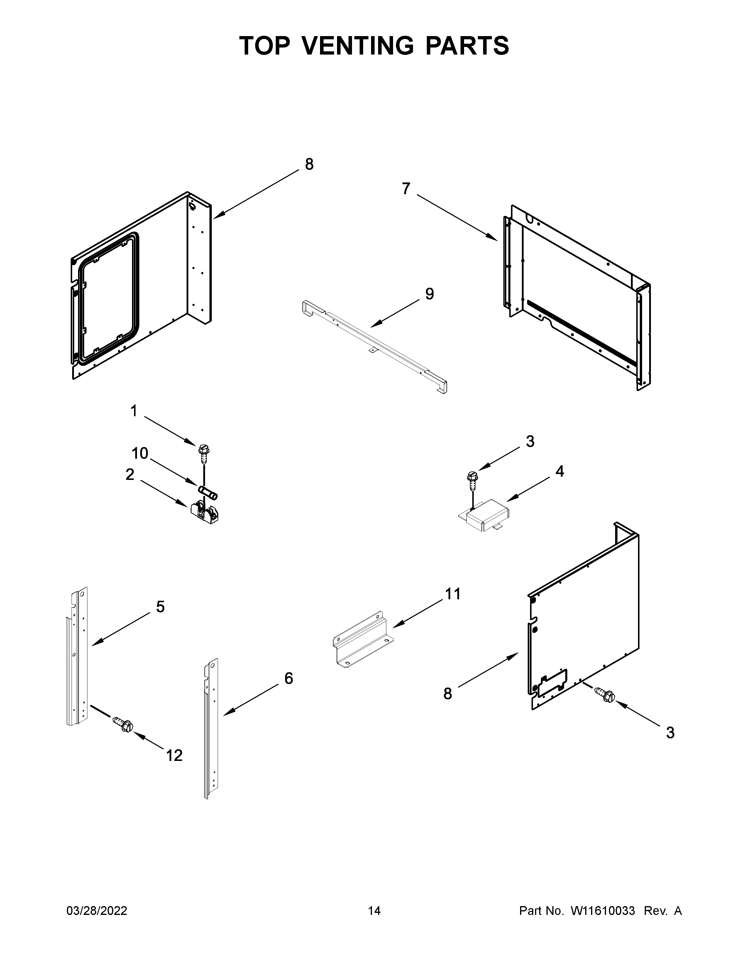 Top venting parts