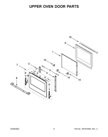 Upper oven door parts