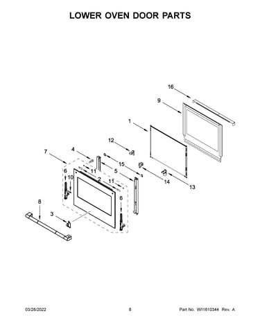 Lower oven door parts