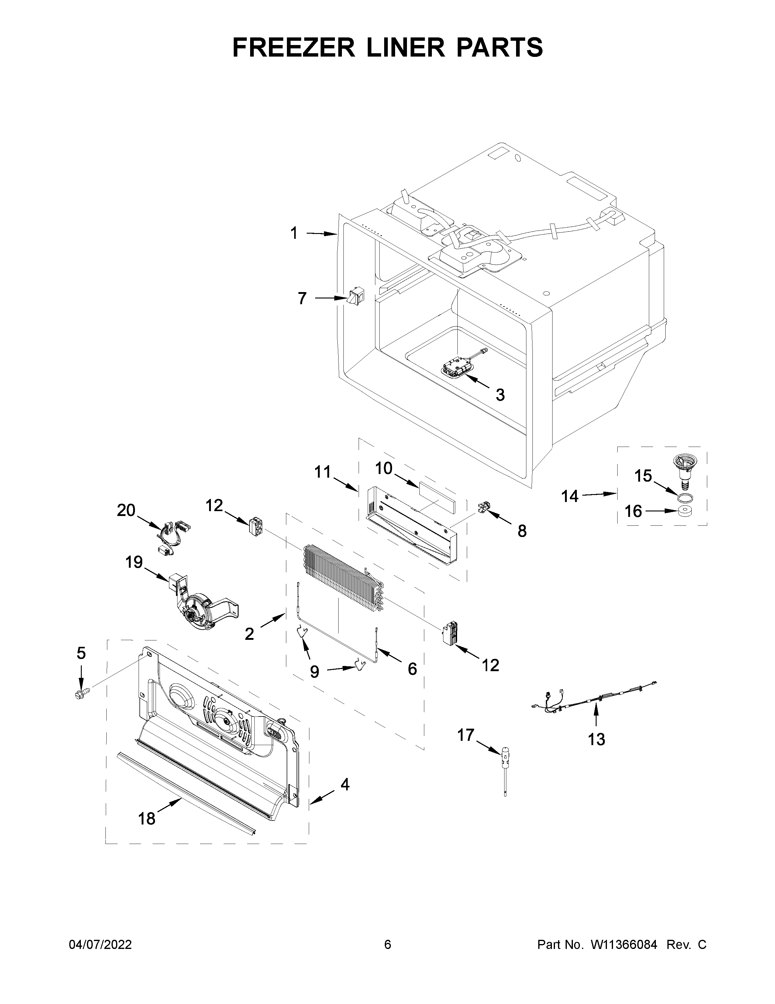 Freezer liner parts