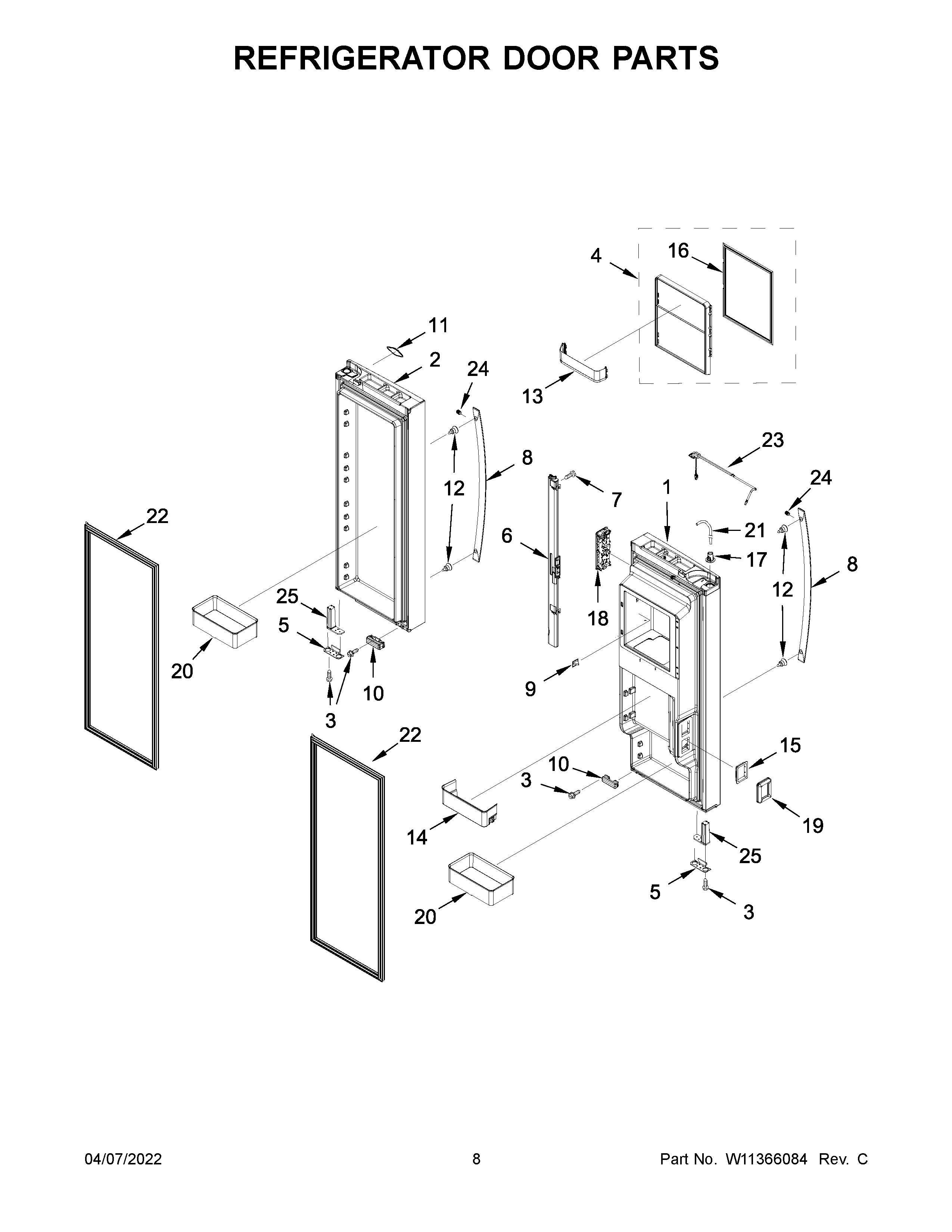 Refrigerator door parts