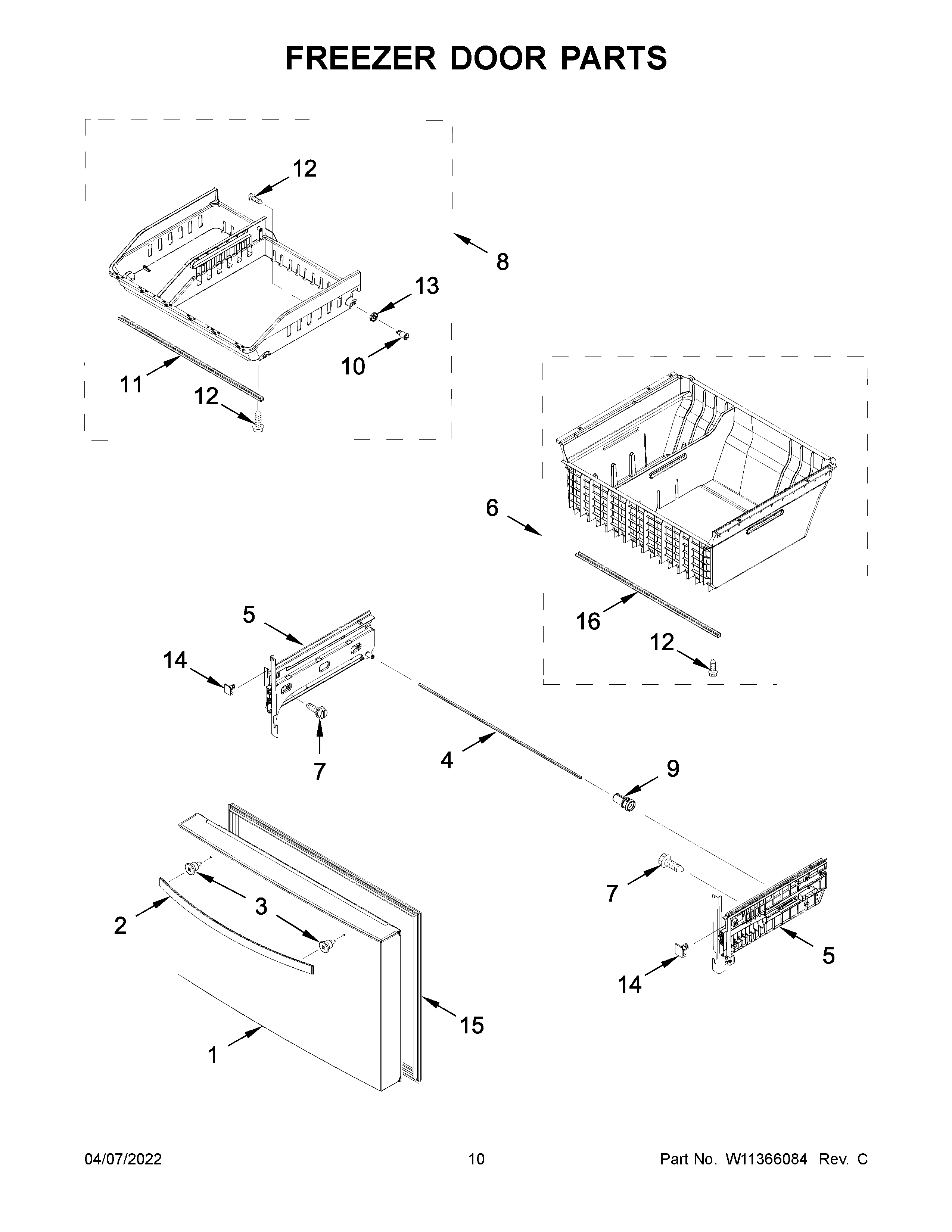 Freezer door parts