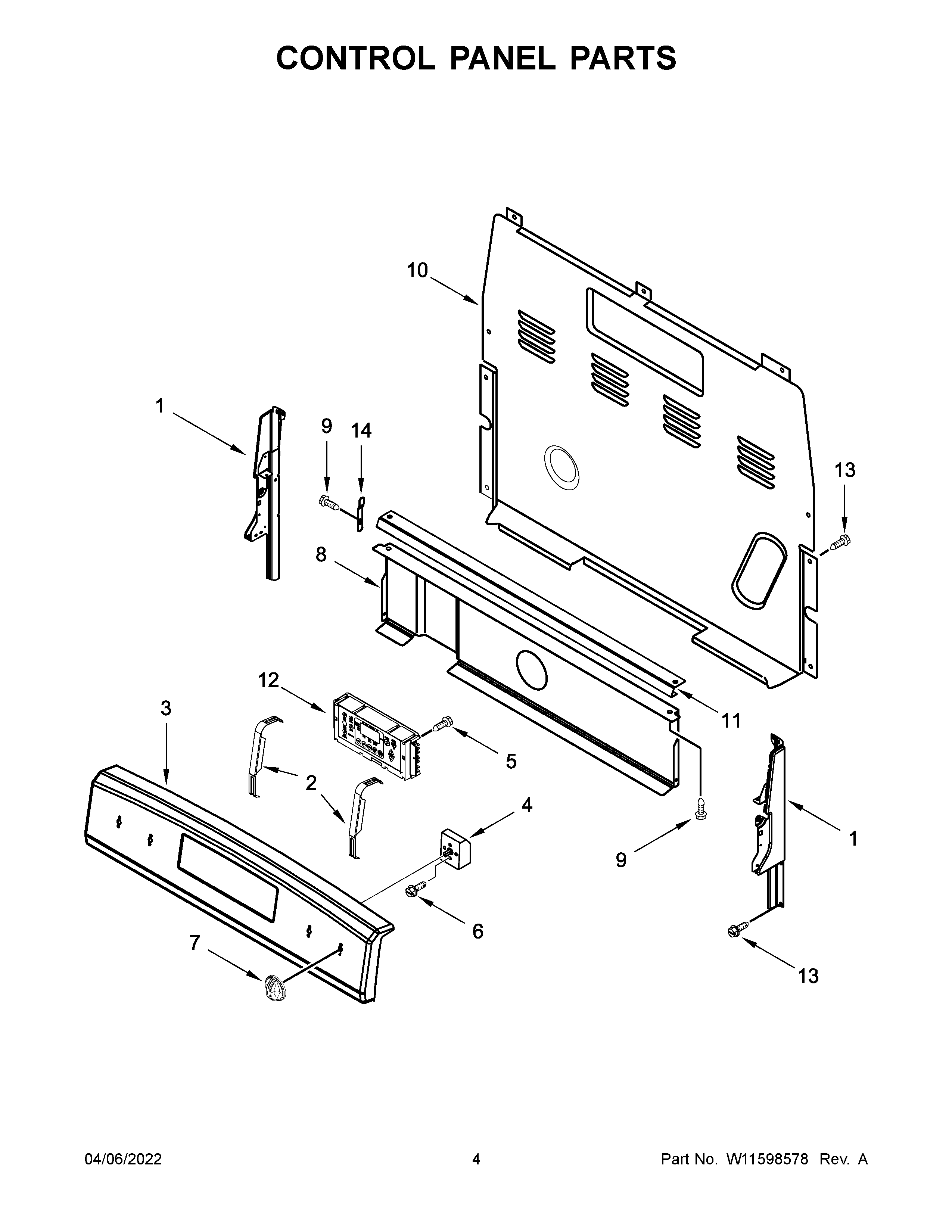 Control panel parts