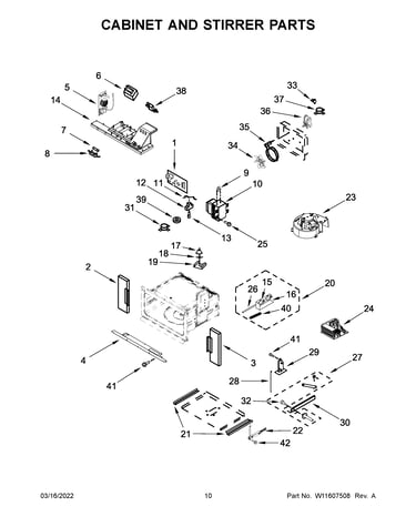 Cabinet and stirrer parts