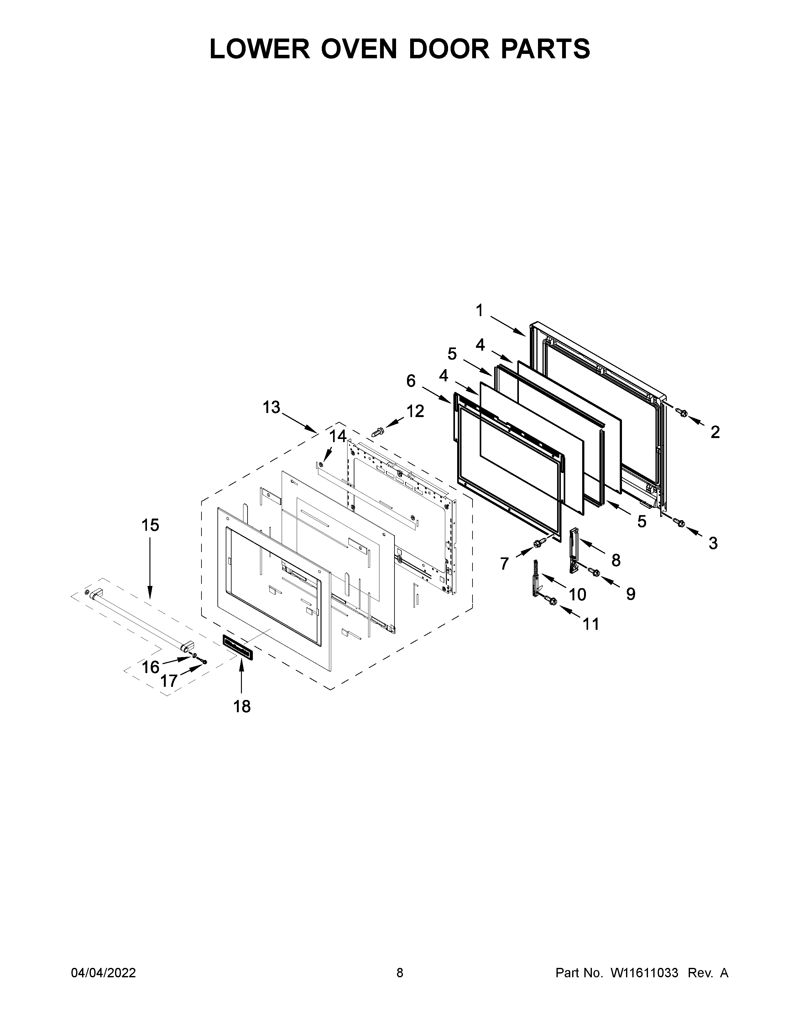 LOWER OVEN DOOR PARTS