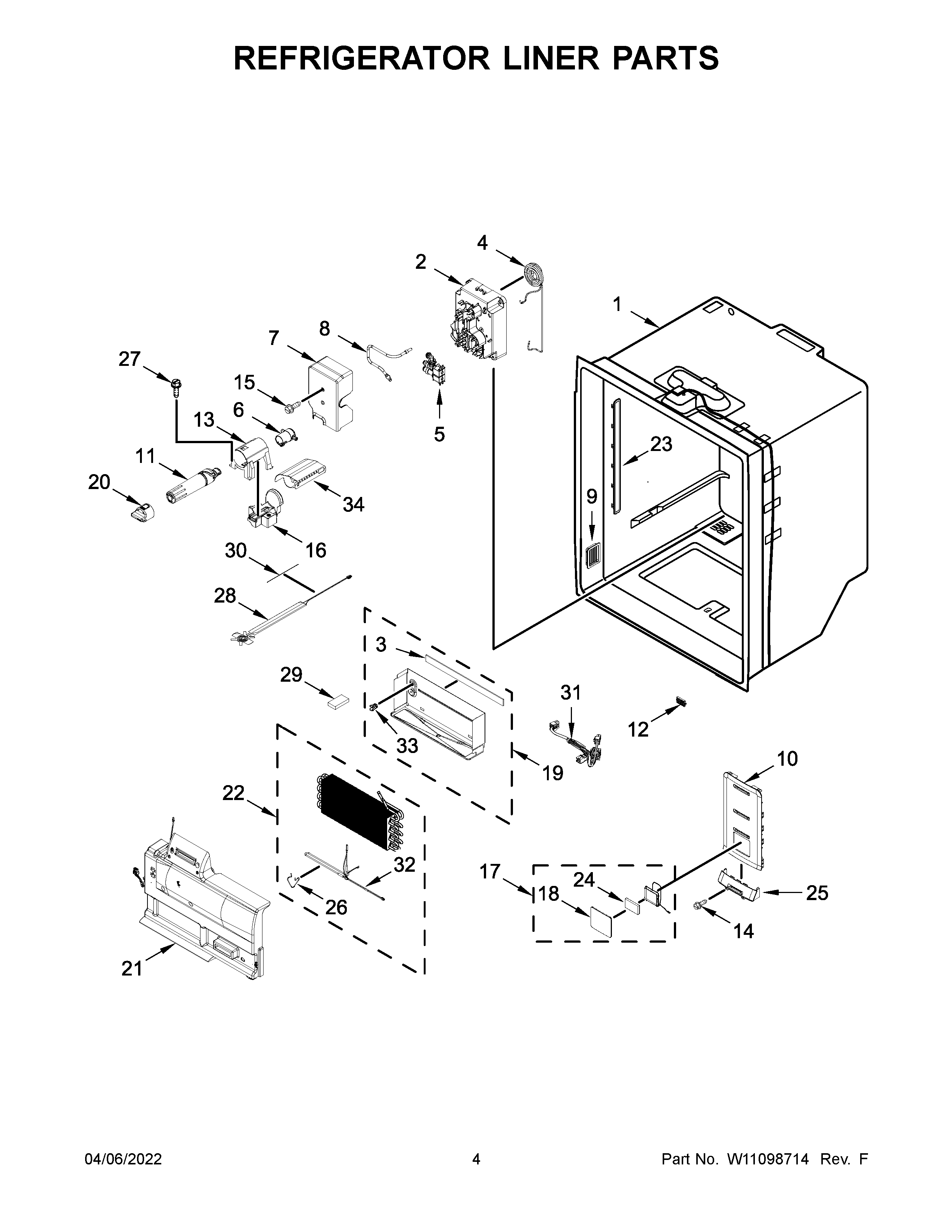 REFRIGERATOR LINER PARTS