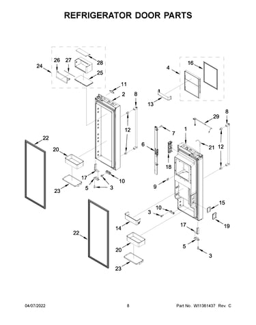 Refrigerator door parts