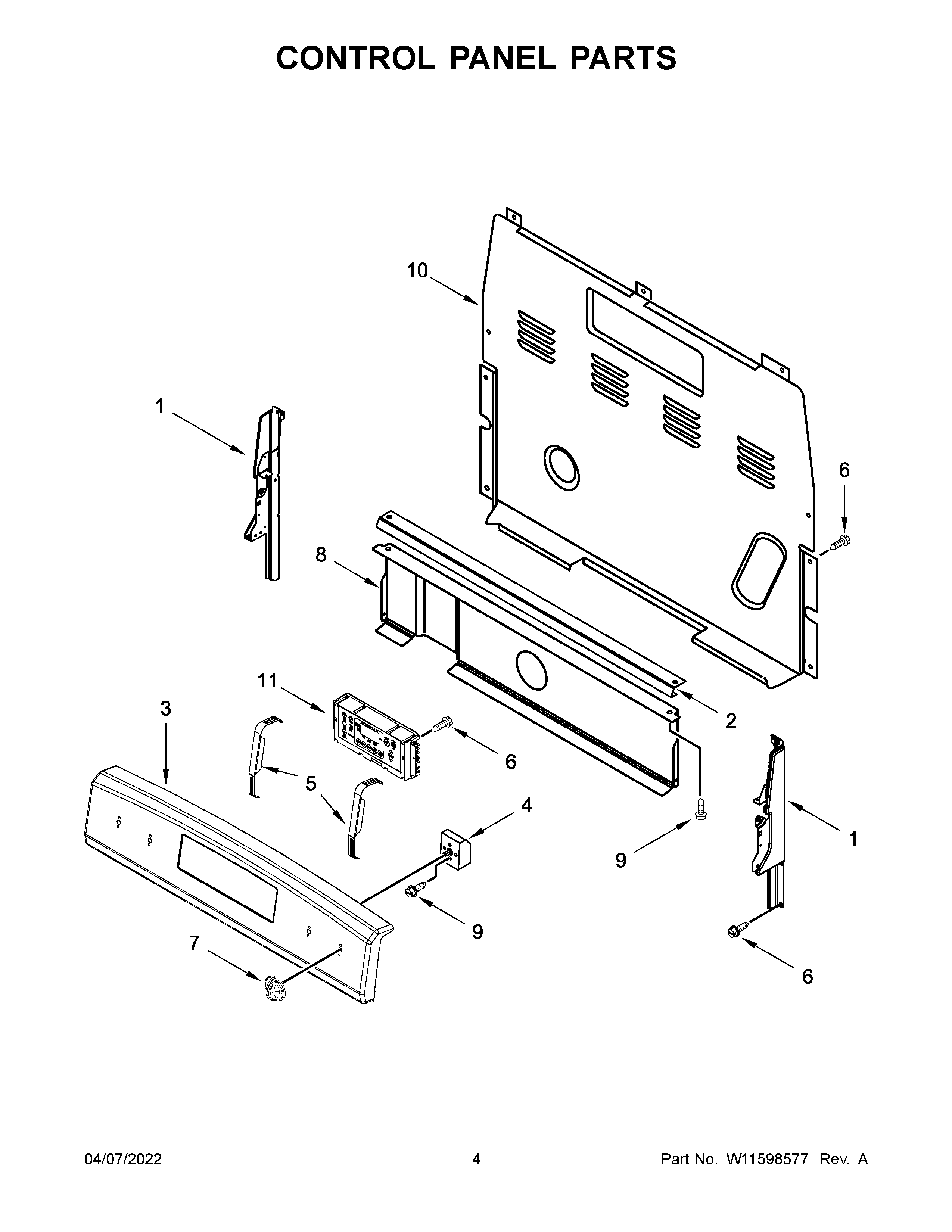Control panel parts