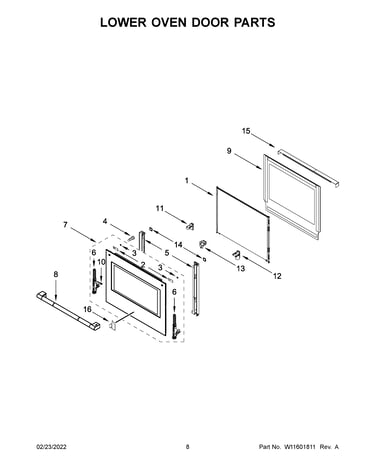 Lower oven door parts