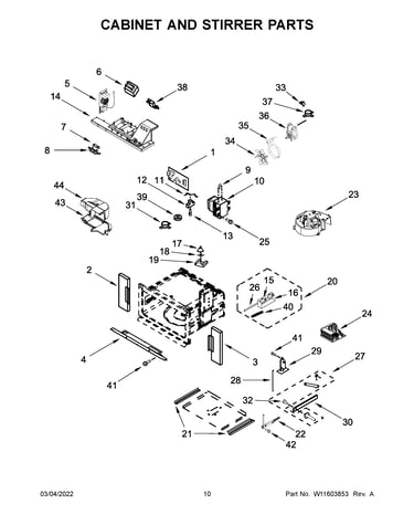 Cabinet and stirrer parts