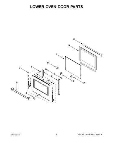 Lower oven door parts