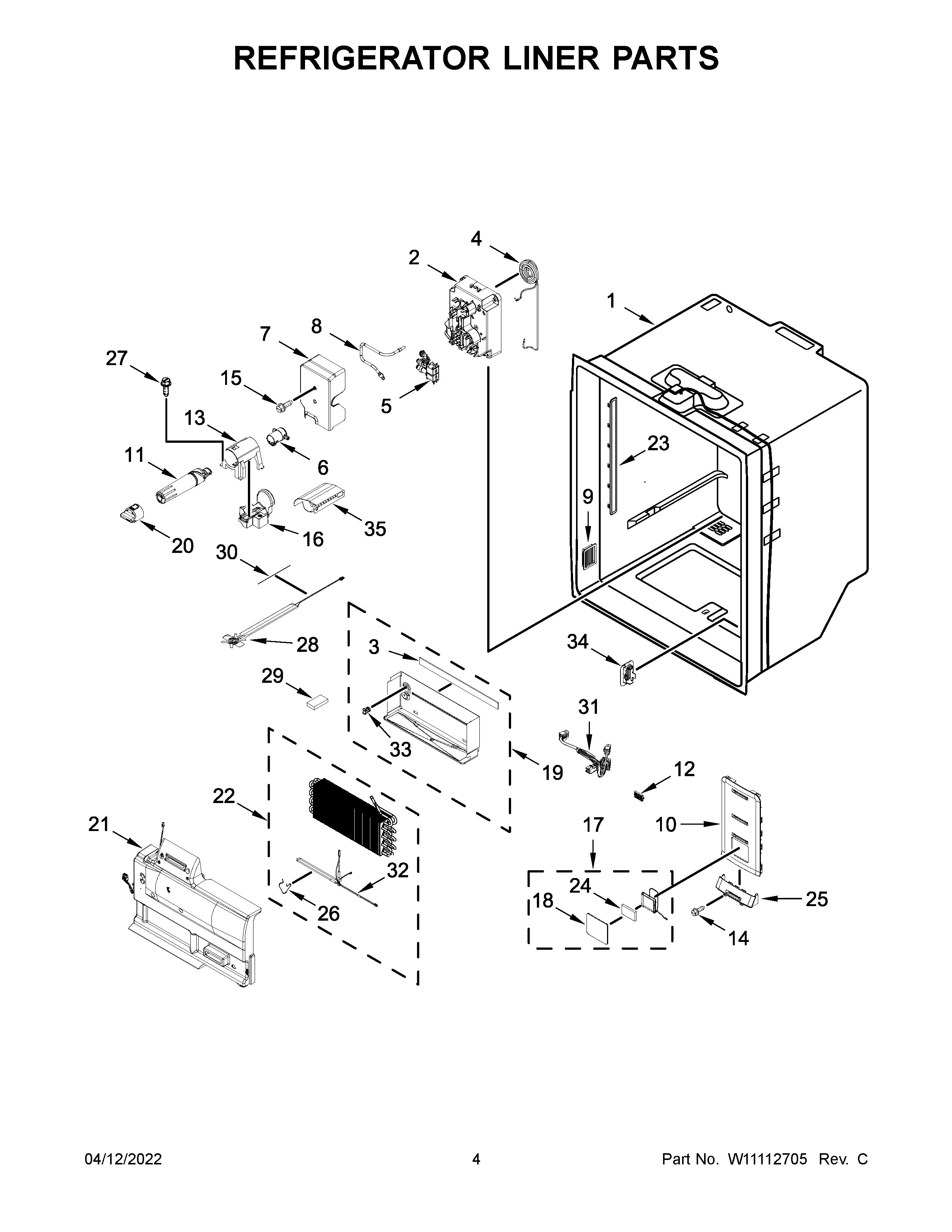 Refrigerator liner parts