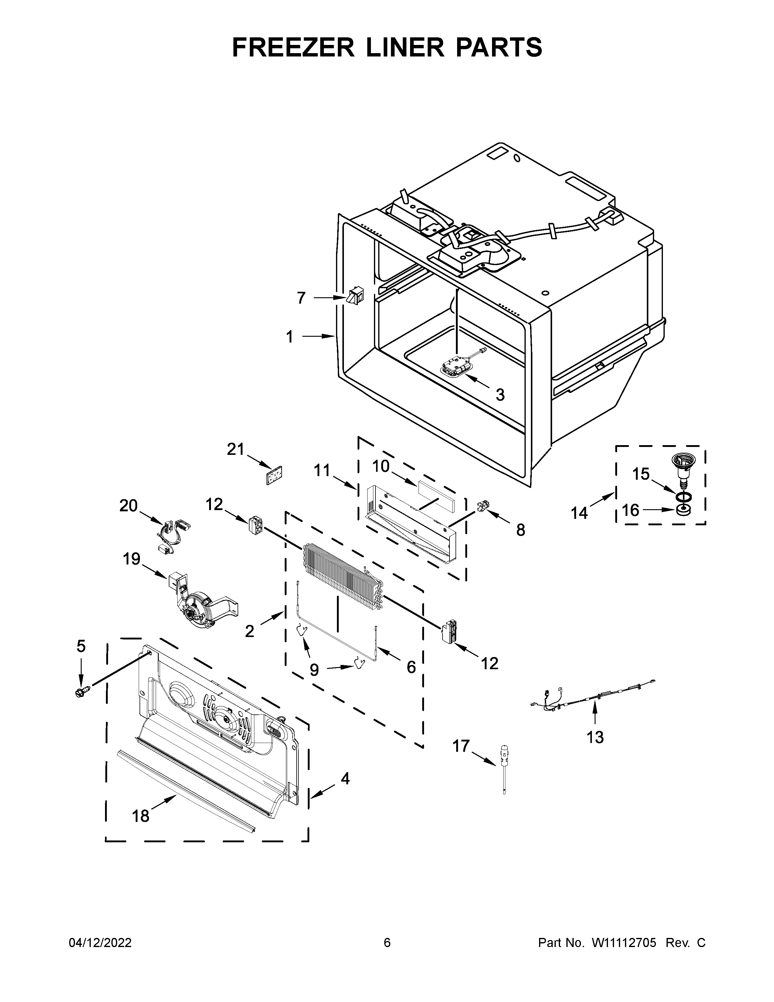 Freezer liner parts
