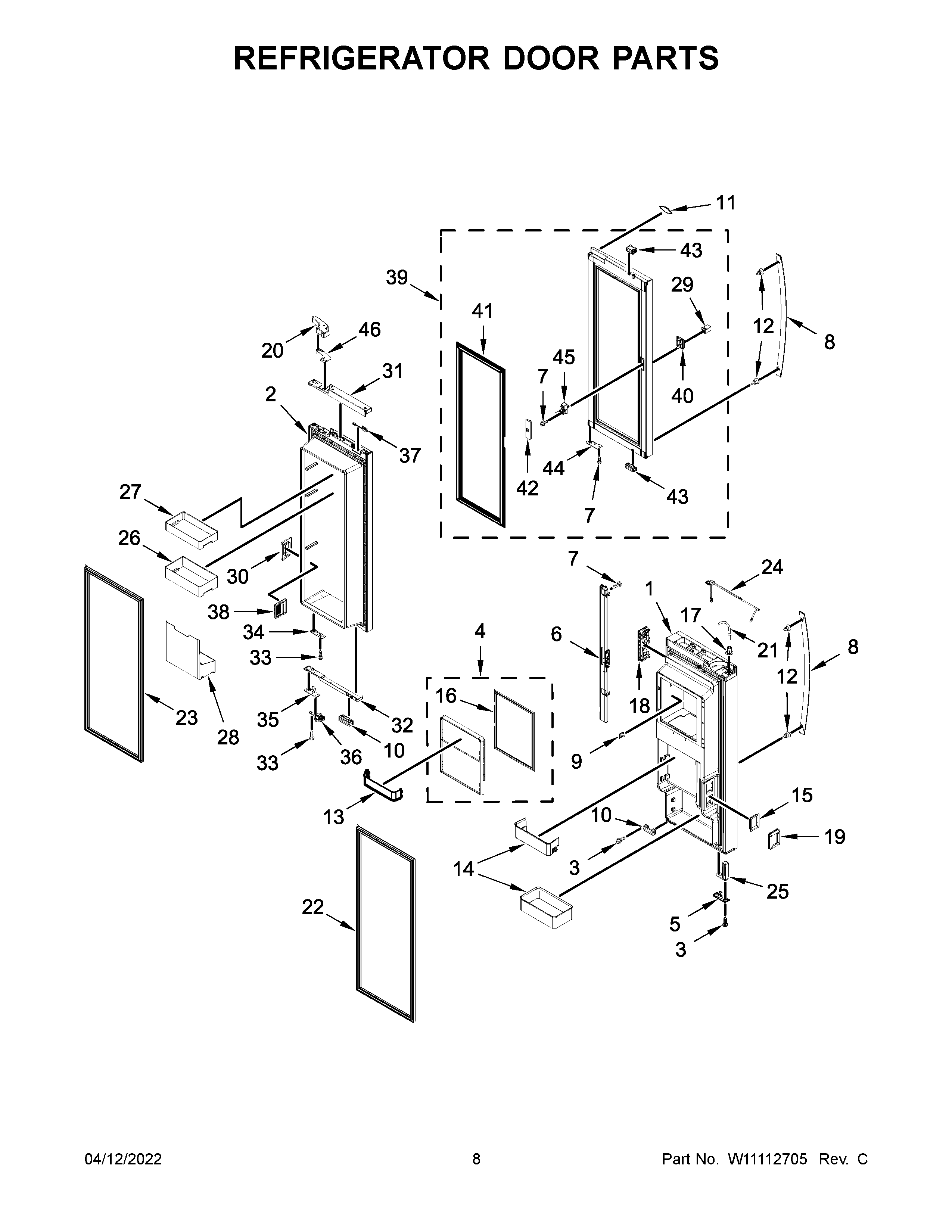 Refrigerator door parts