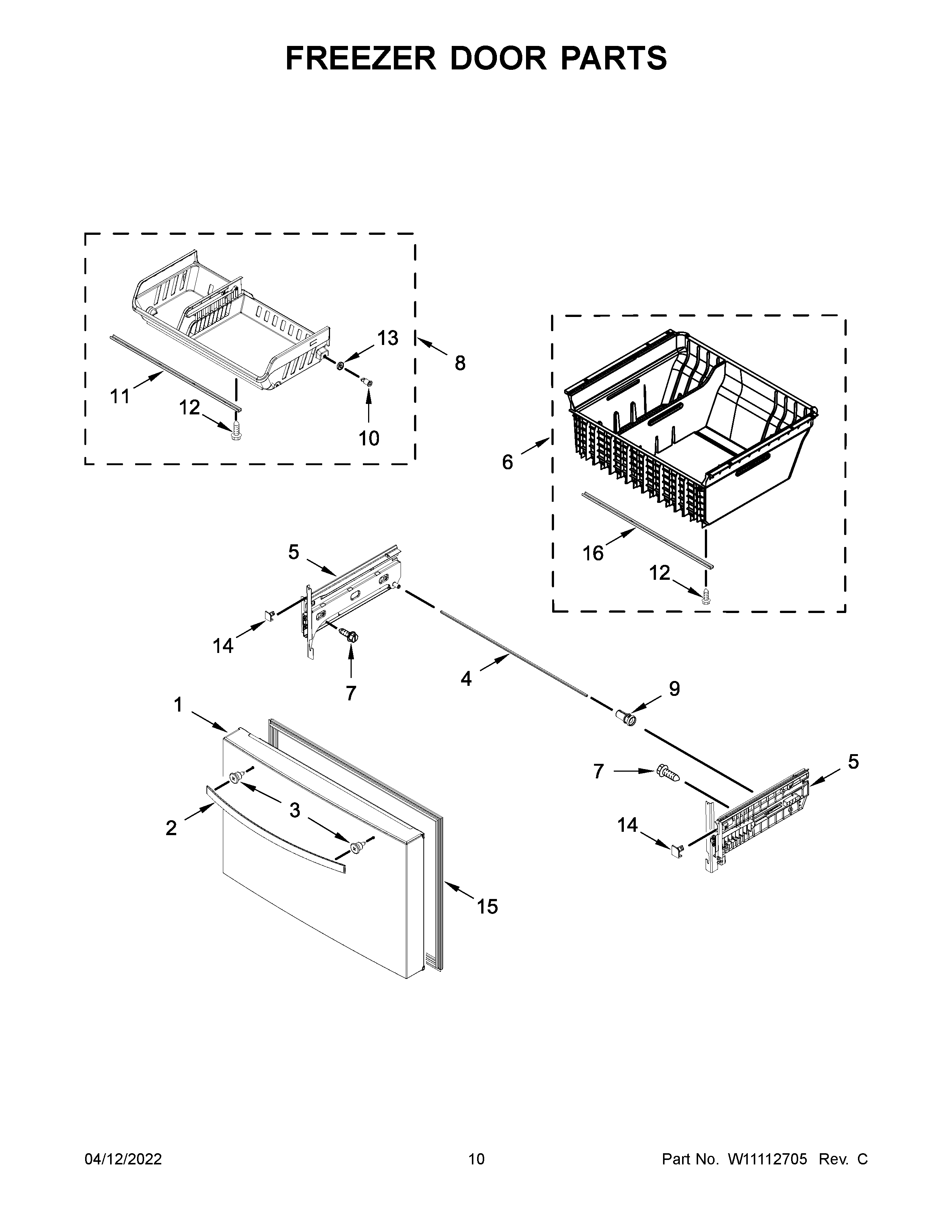 Freezer door parts