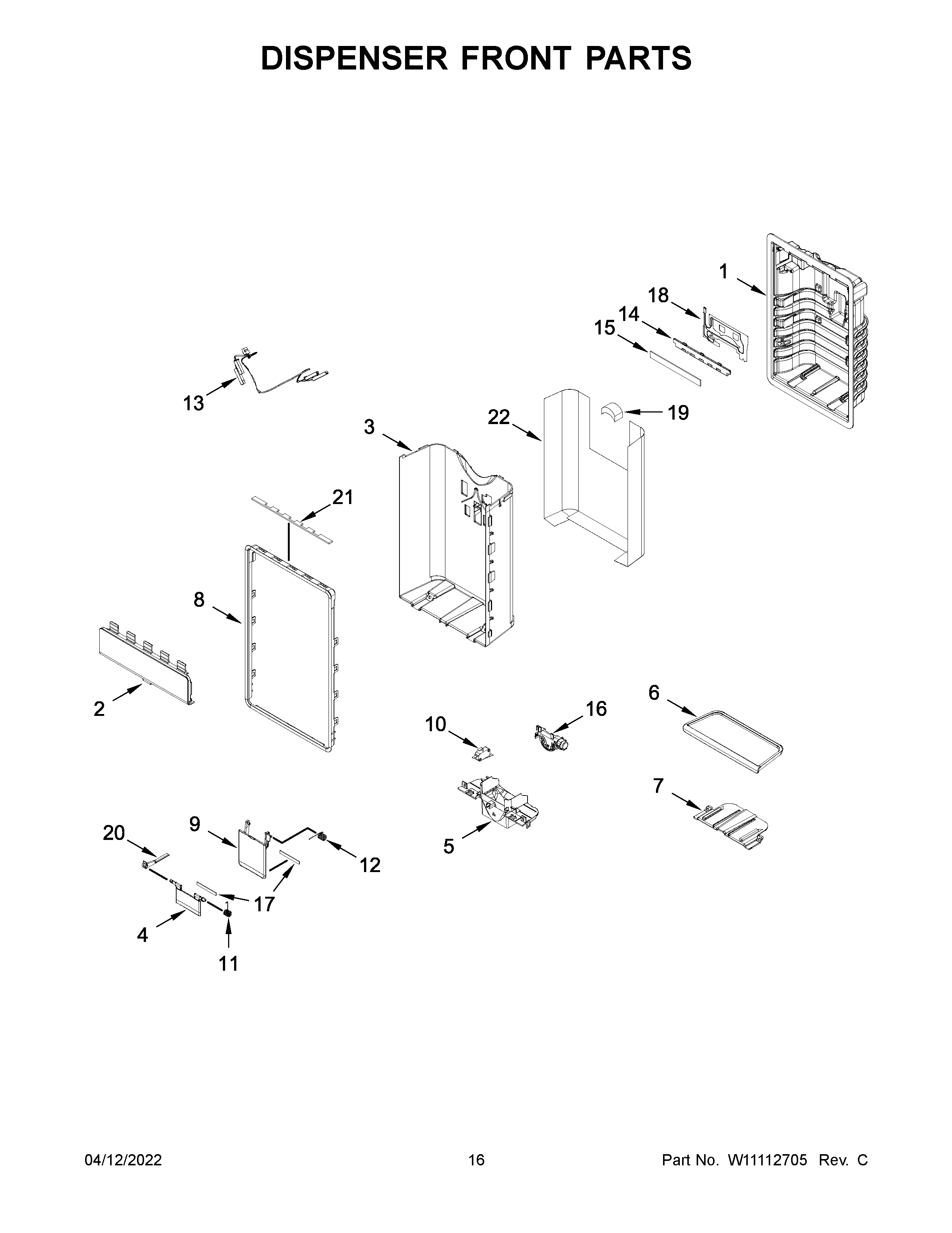 Dispenser front parts