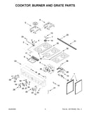 Cooktop, burner and grate parts