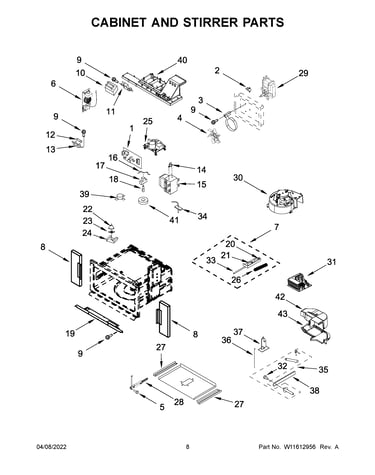 Cabinet and stirrer parts