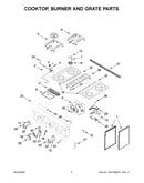 Cooktop, burner and grate parts