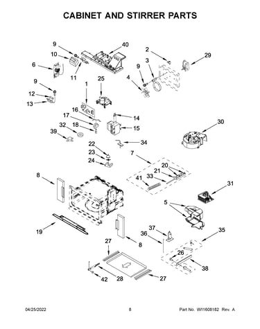 Cabinet and stirrer parts