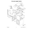 Whirlpool 4GWTW3000FW1 top and cabinet parts diagram