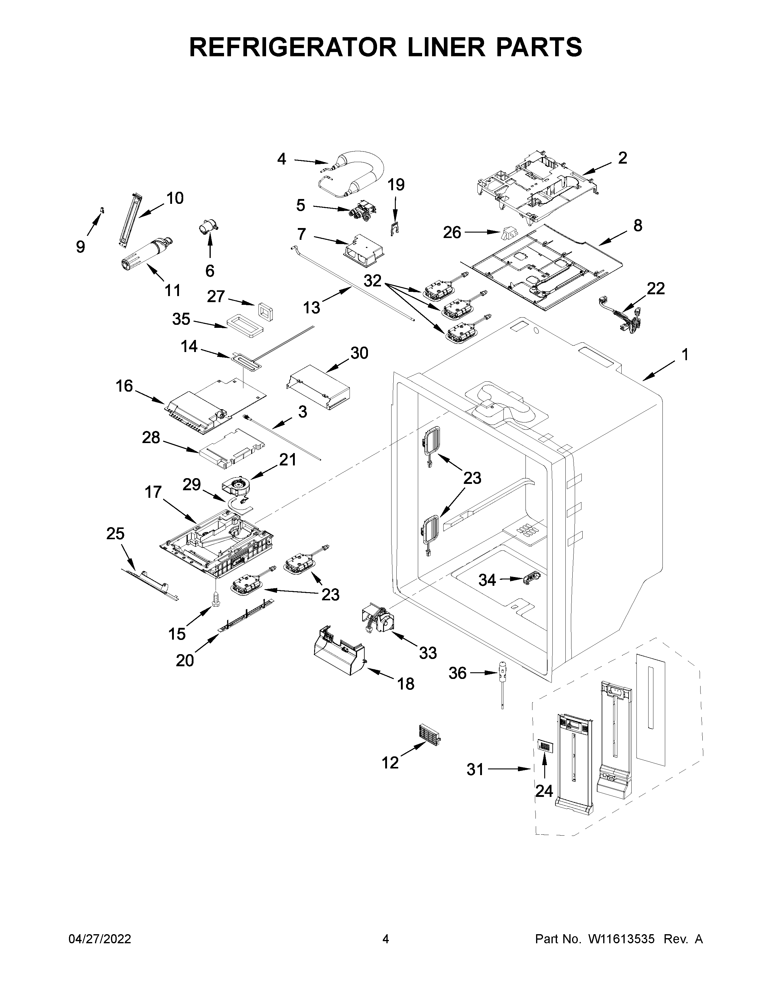 Refrigerator liner parts