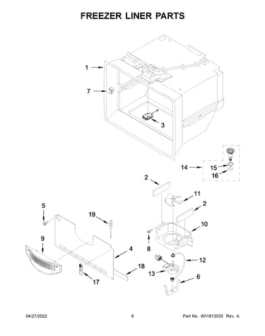 Freezer liner parts