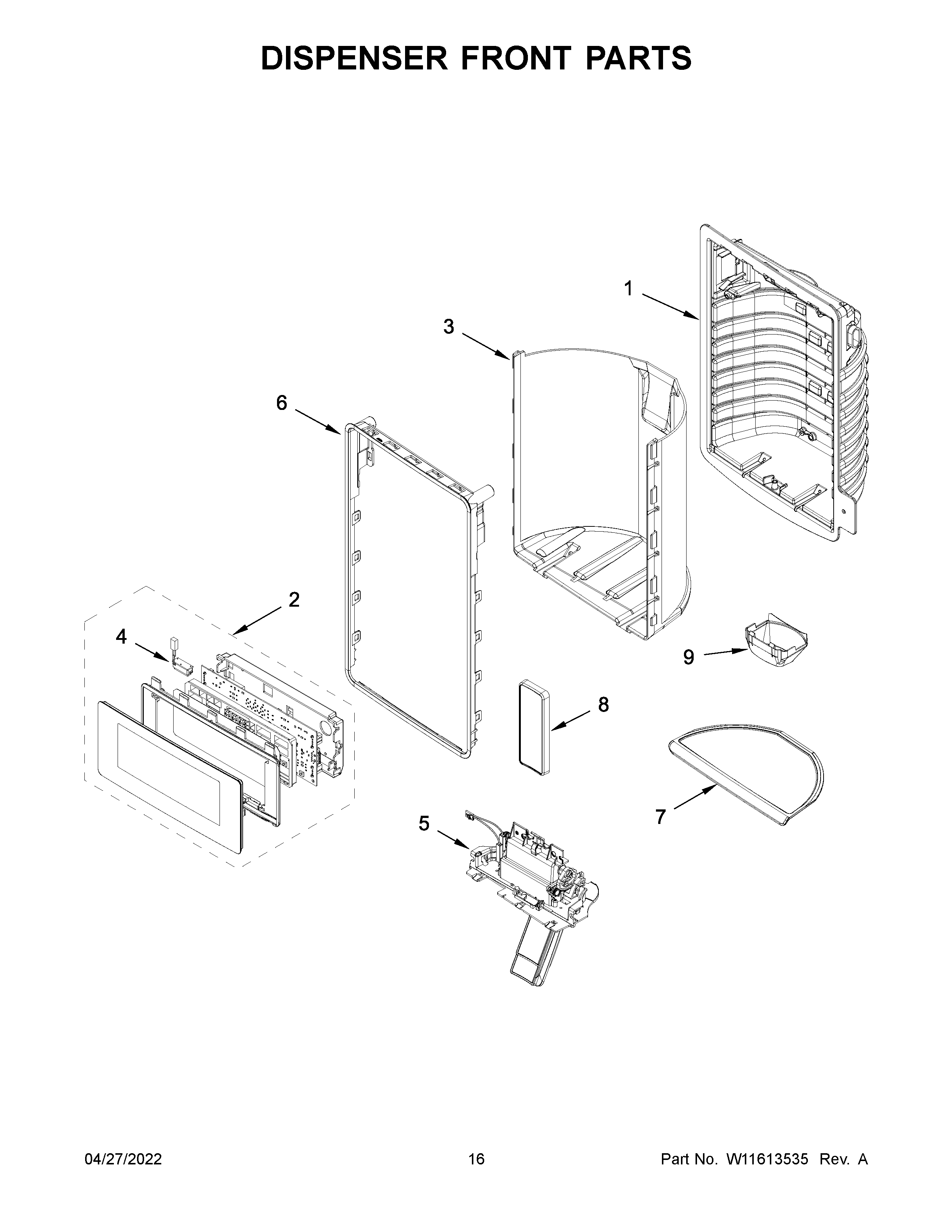 Dispenser front parts