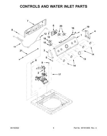 Controls and water inlet parts