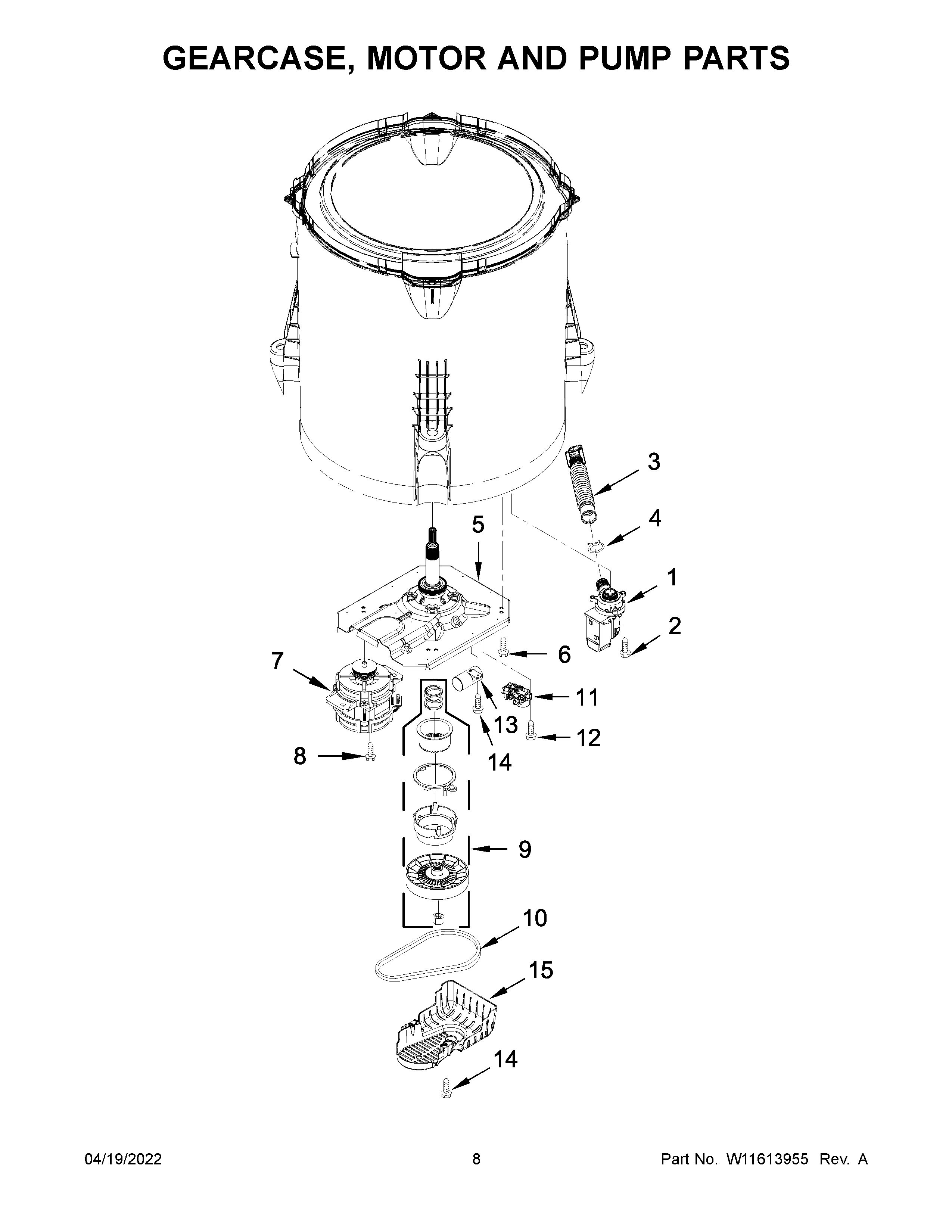 Gearcase, motor and pump parts