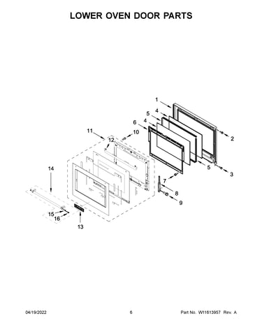 Lower oven door parts