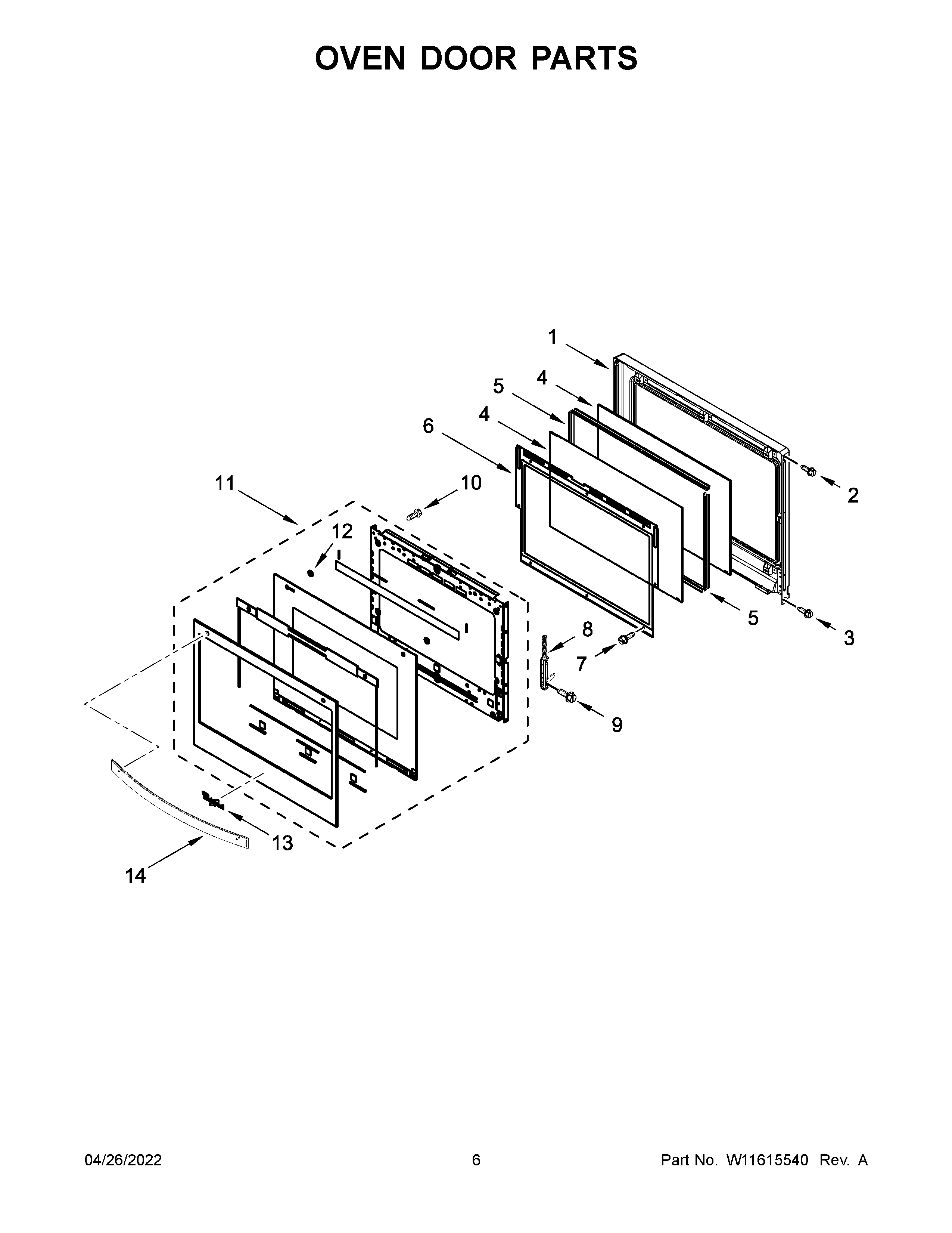Oven door parts