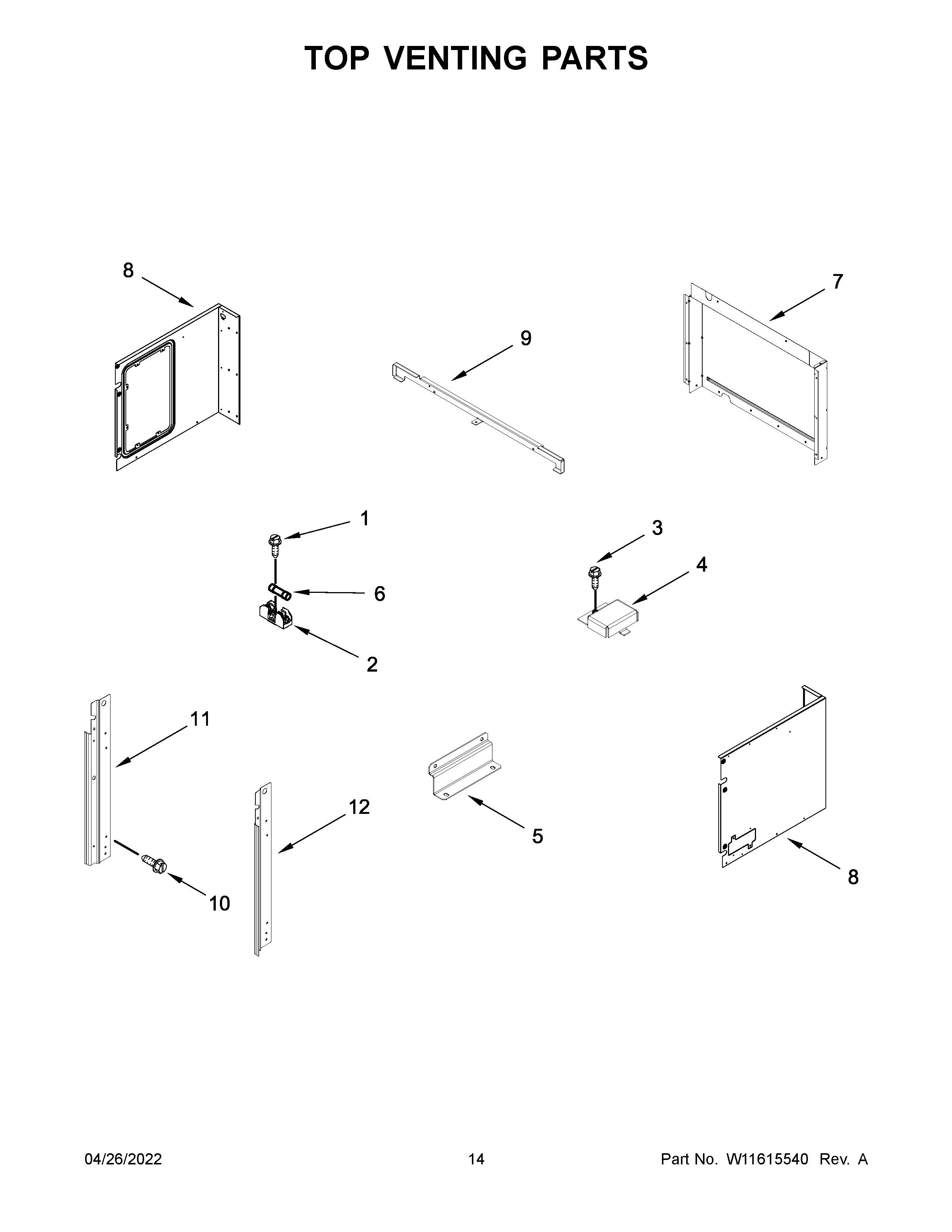 Top venting parts