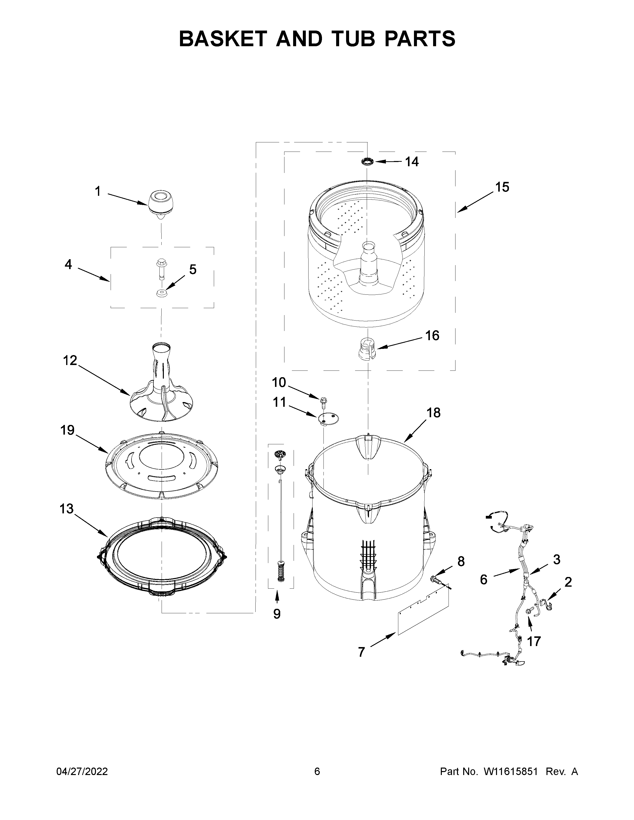 Basket and tub parts